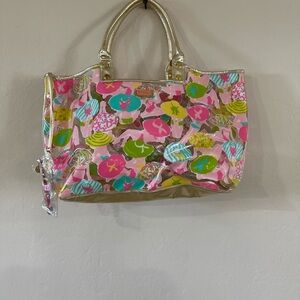 Lilly Pulitzer Pink and Gold Tote Bag